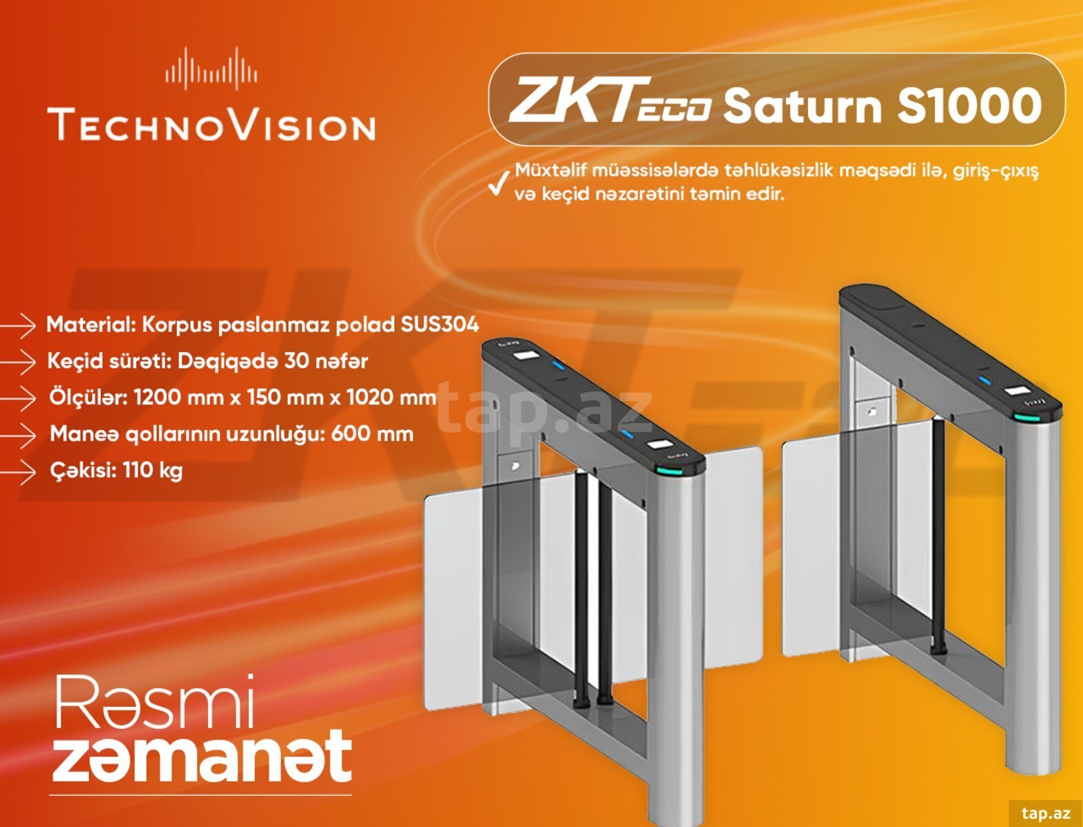 Turniket ZKTeco Saturn-S1000 Turnistile Turniket ZKTeco Saturn-S1000 Turnistile