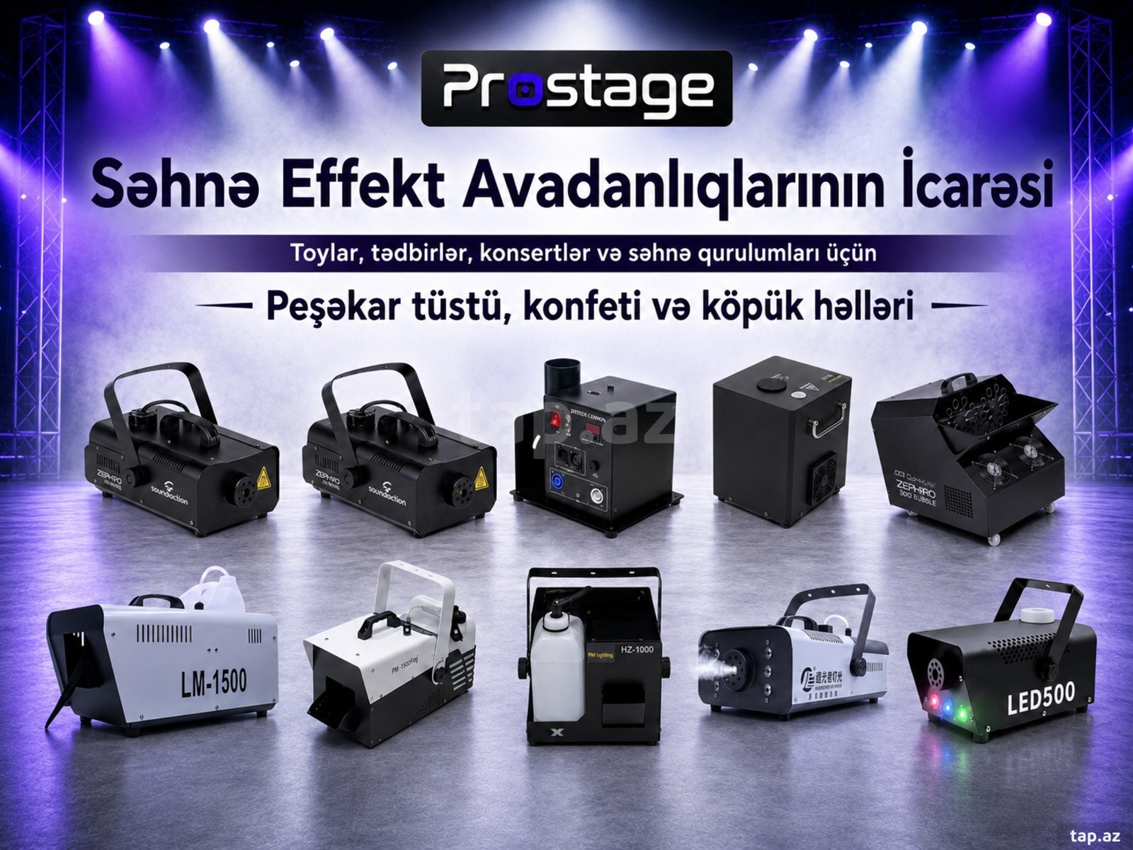 Səhnə effekt avadanlıqlarının icarəsi Səhnə effekt avadanlıqlarının icarəsi